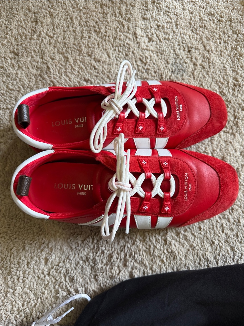 Louis Vuitton Red and White Women's Sneakers - Picture 2 of 7